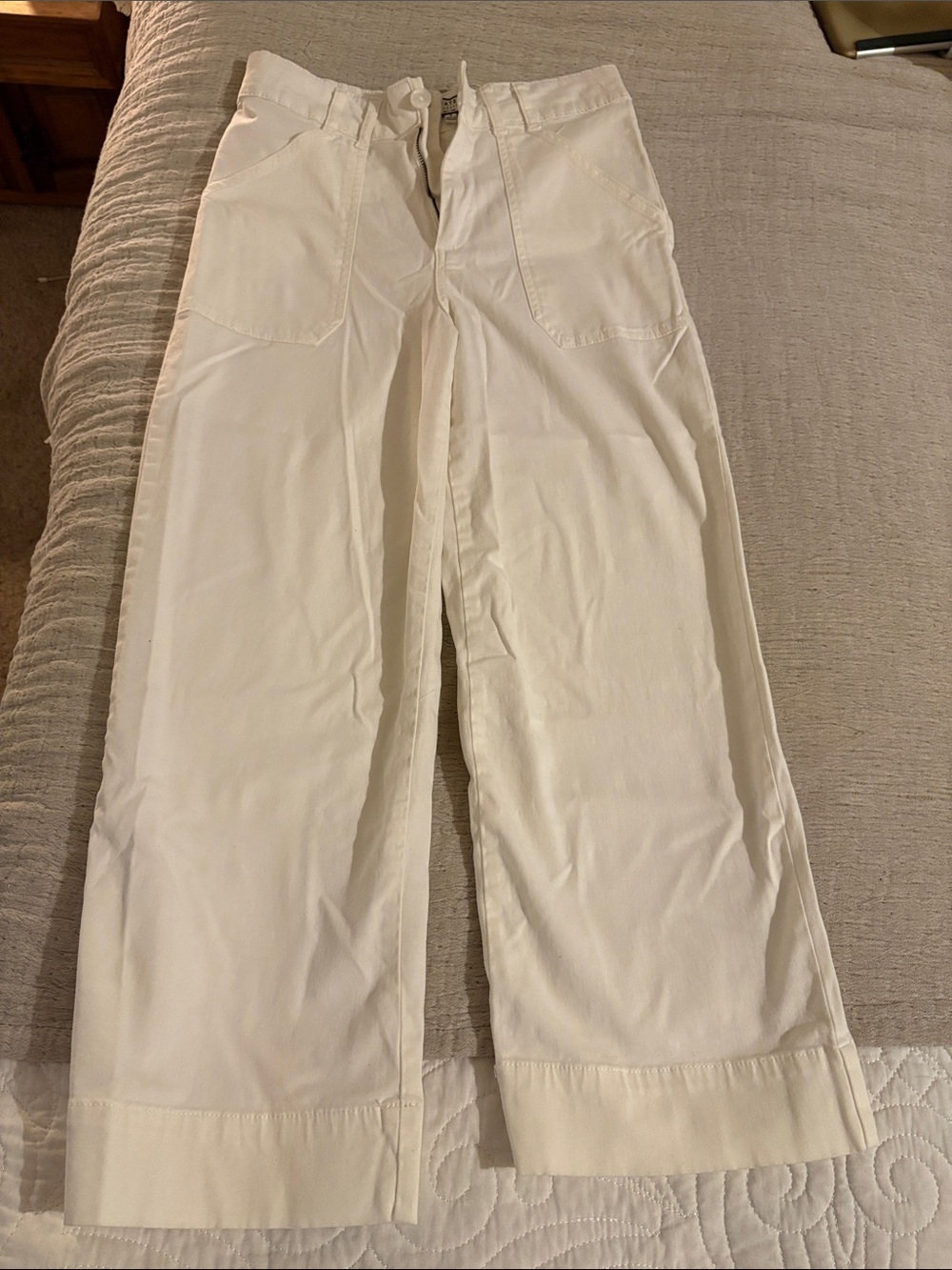 BAGATELLE Wide Leg White Cotton Pants